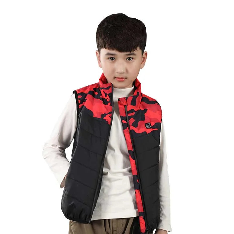 Veste Chauffante Enfant Camouflage Militaire Rouge